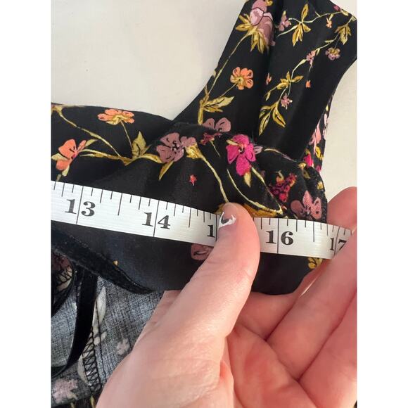 NEW Free People Women's XS Ponderosa Mini Dress Black Yellow Floral Open Back - Picture 12 of 15